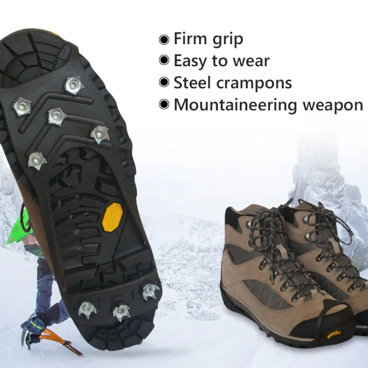 8 Teeth Ice Claw Outdoor Non-slip Shoes Covers for Ice Snow Ground, Size:L（40-44）(Black)