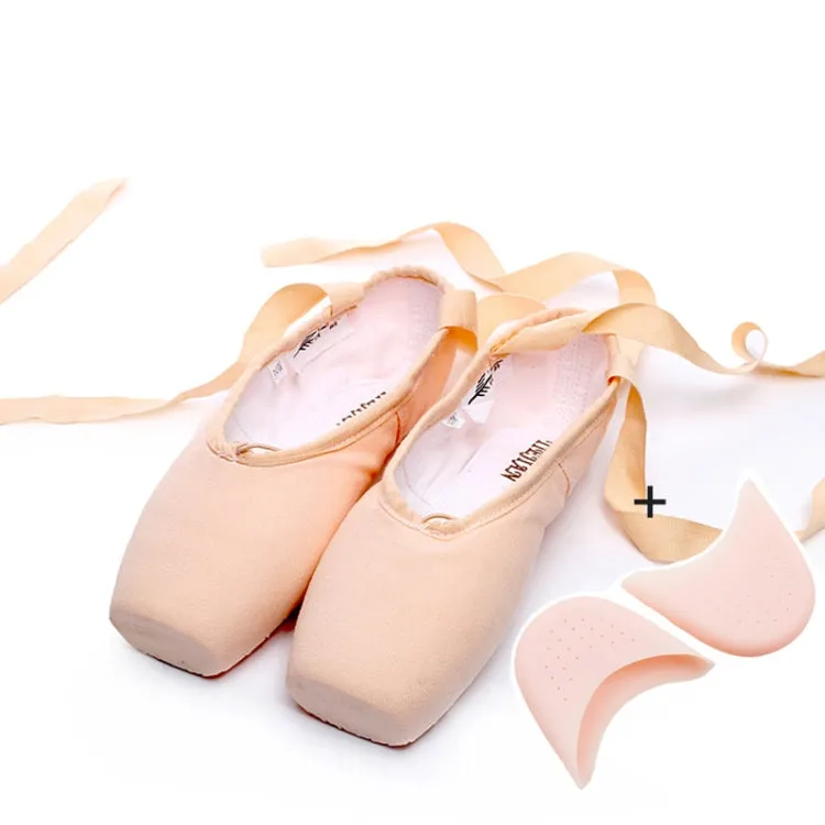 Ballet Lace Pointe Shoes Professional Flat Dance Shoes, Size: 33(Canvas   Silicone Case)