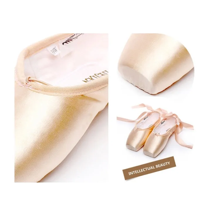 Ballet Lace Pointe Shoes Professional Flat Dance Shoes, Size: 36(Satin   Silicone Case)