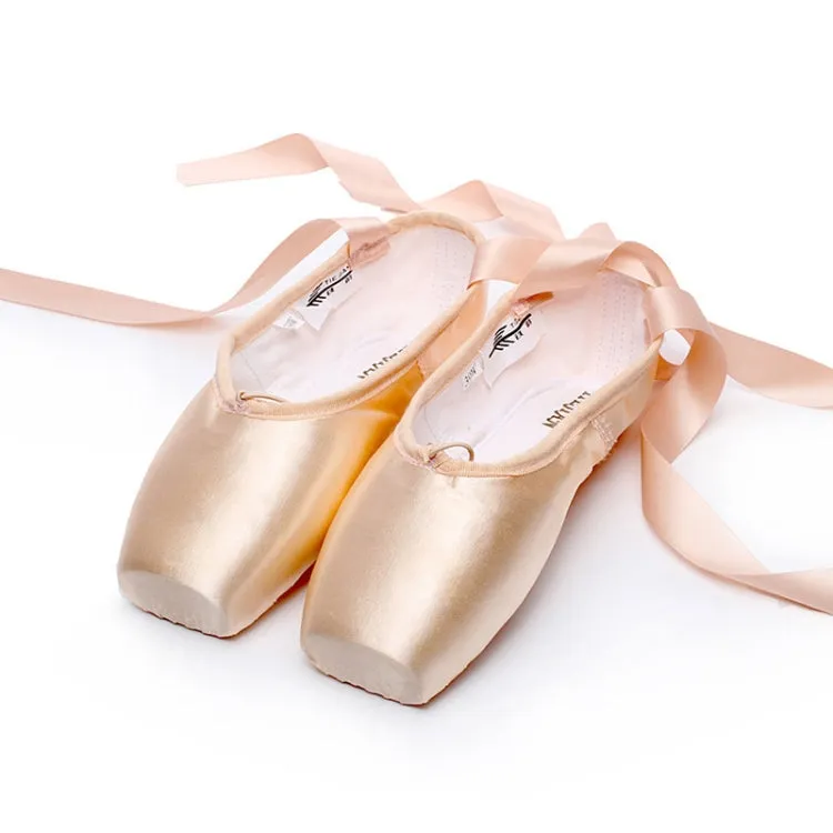 Ballet Lace Pointe Shoes Professional Flat Dance Shoes, Size: 39(Satin Nude)