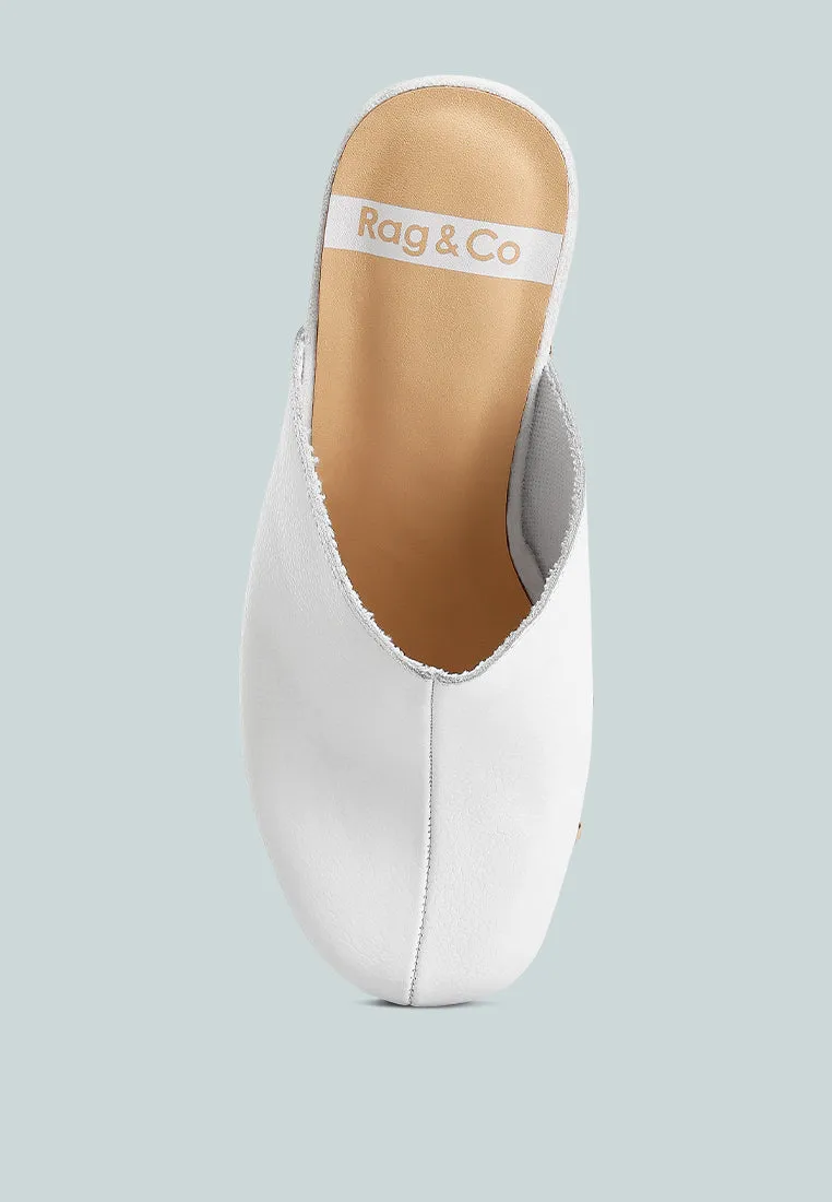 Benji Recycled Leather Clogs In White