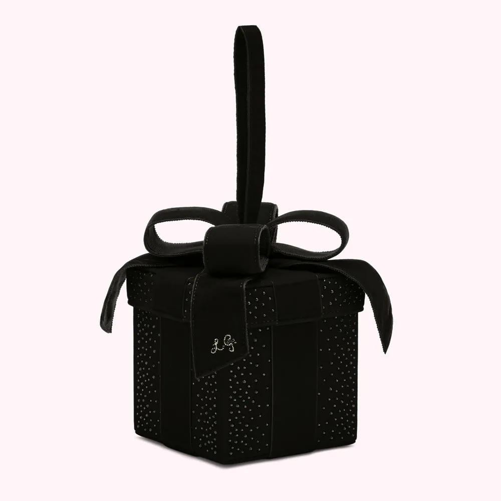 BLACK PRESENT CLUTCH WITH SWAROVSKI® CRYSTALS