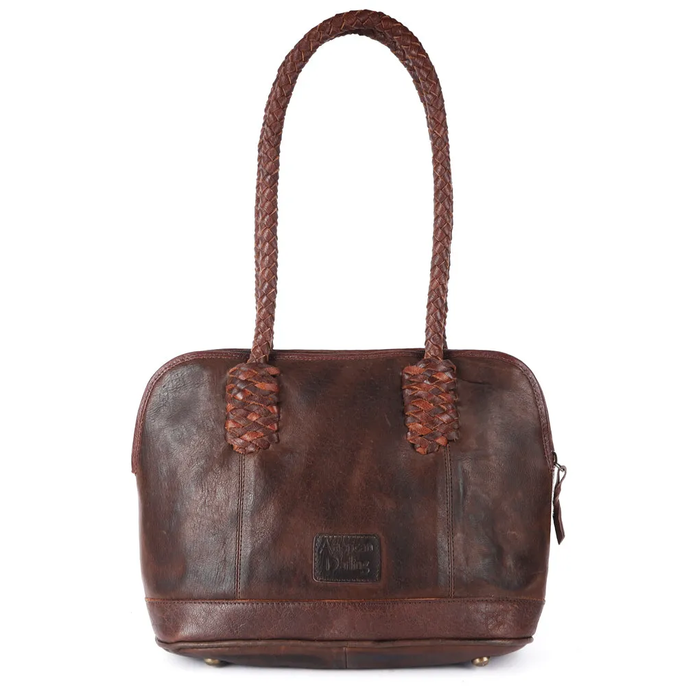 Braided Cowhide Tote Handbag