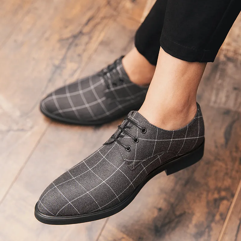 Breathable casual checked leather shoes