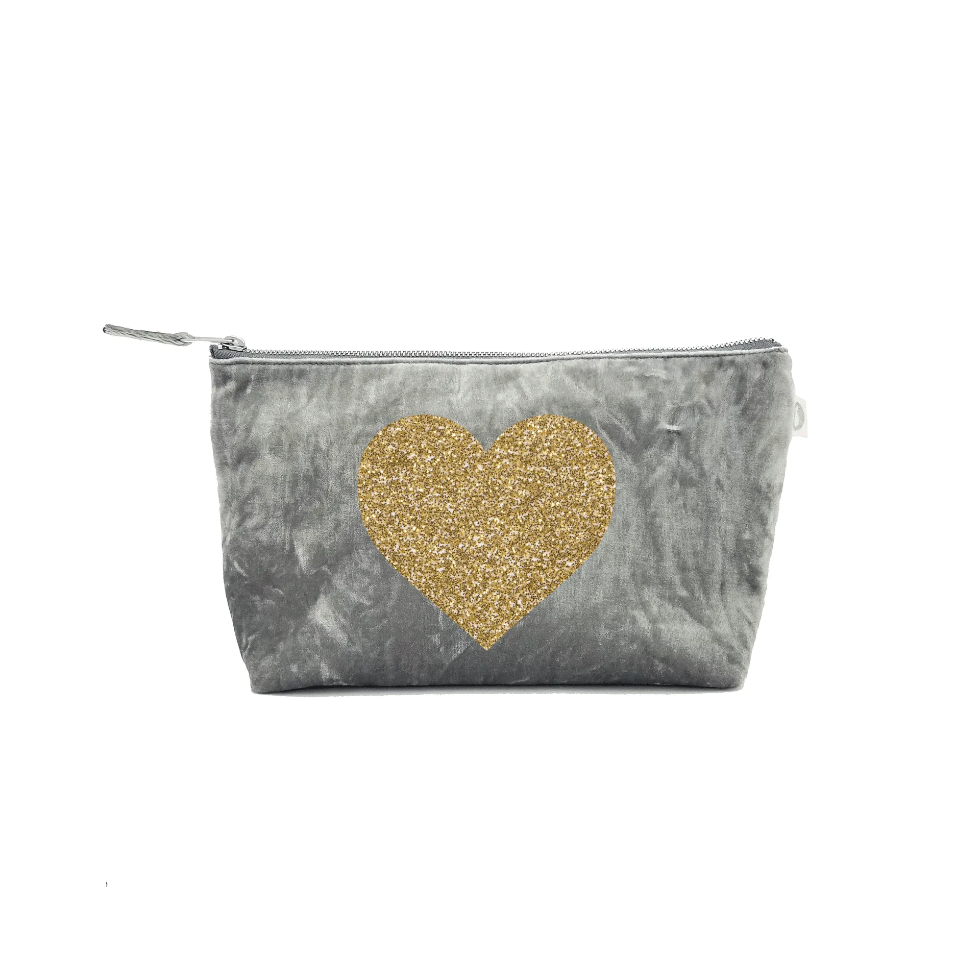 Clutch Bag: Grey Crushed Velvet