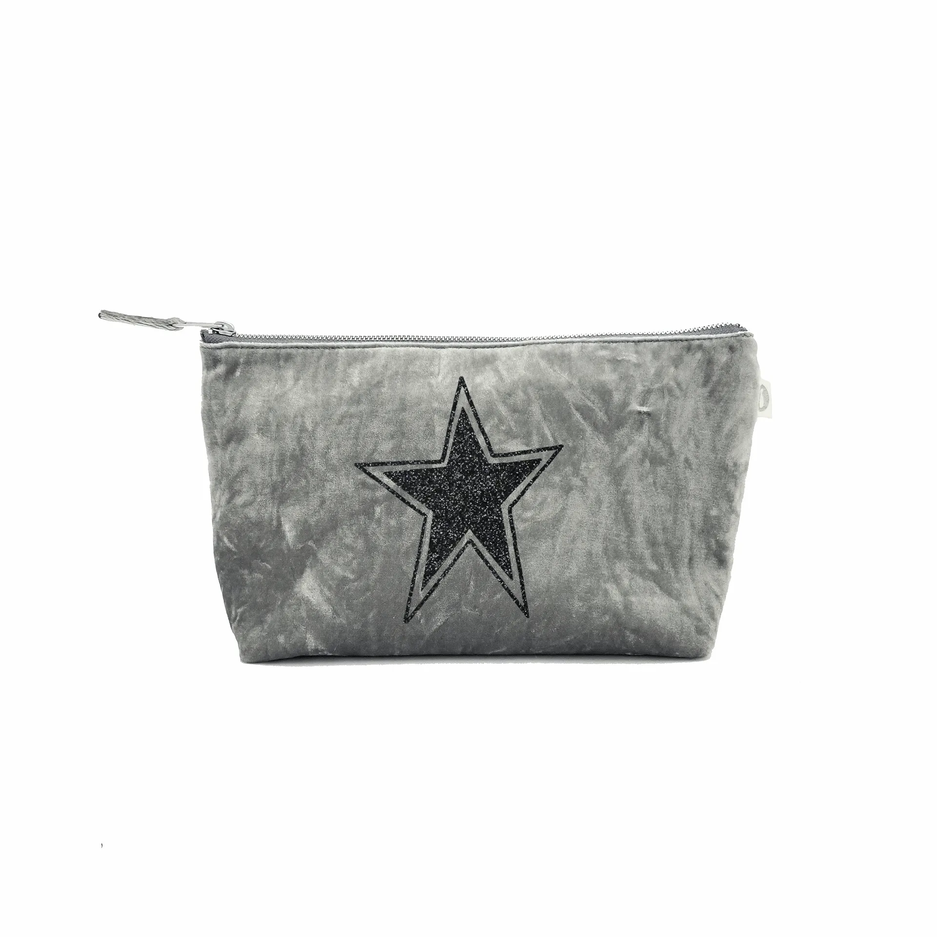 Clutch Bag: Grey Crushed Velvet