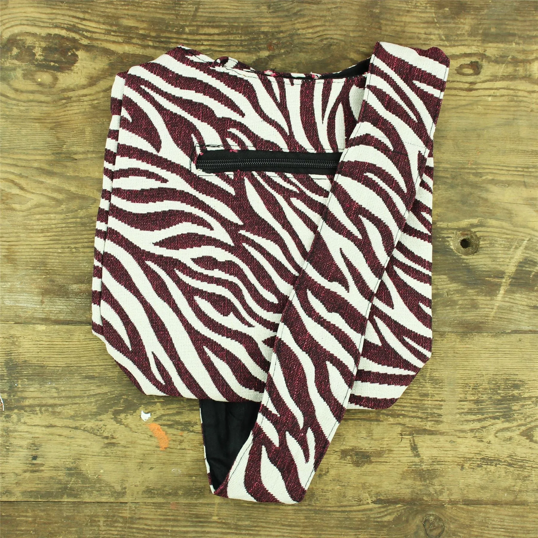 Cotton Canvas Sling Shoulder Bag - Zebra Red