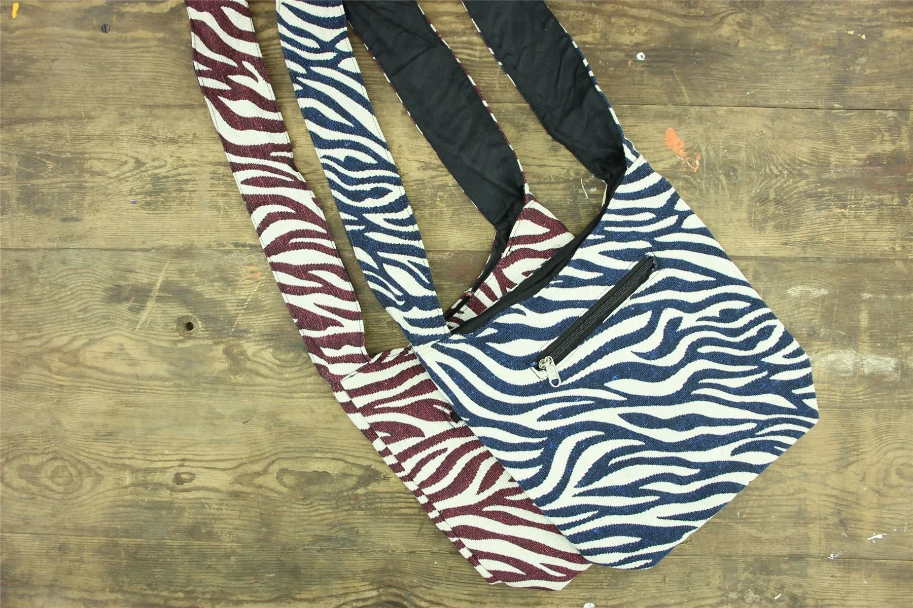 Cotton Canvas Sling Shoulder Bag - Zebra Red