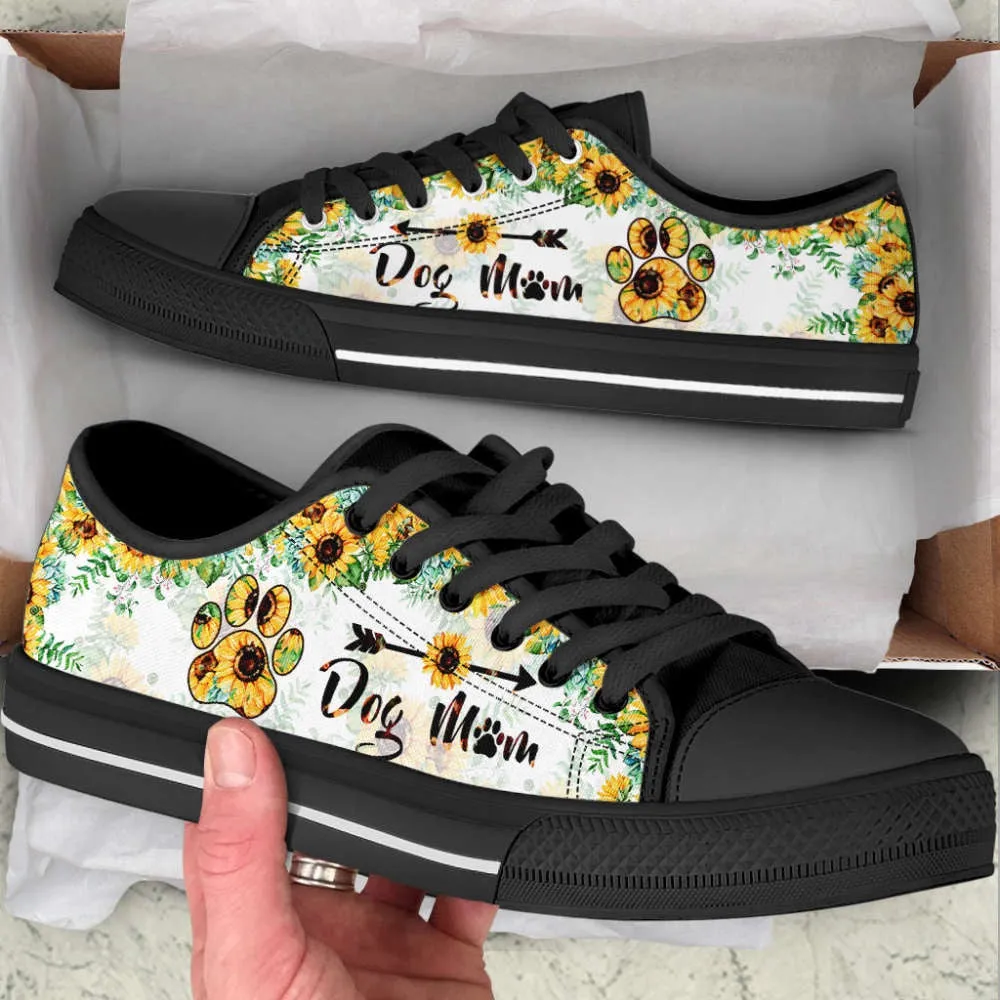 Dog Mom Paw Sunflower Low Top Shoes Canvas Sneakers Casual Shoes, Dog Printed Shoes, Canvas Shoes For Men, Women