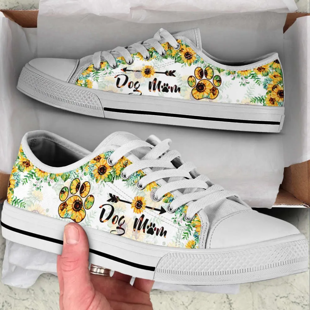 Dog Mom Paw Sunflower Low Top Shoes Canvas Sneakers Casual Shoes, Dog Printed Shoes, Canvas Shoes For Men, Women