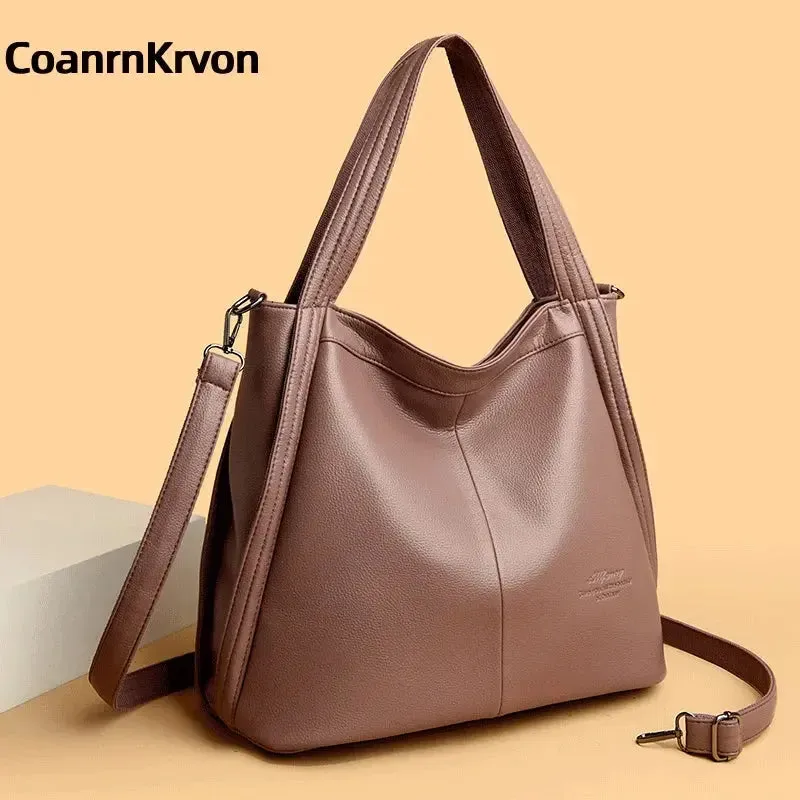 Fashion Bucket Bag PU Leather Bag Work Bag High Quality New Fashion Handbag Pure Color Fashion Shoulder Bag Large Capacity