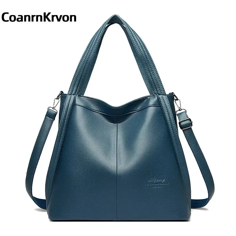 Fashion Bucket Bag PU Leather Bag Work Bag High Quality New Fashion Handbag Pure Color Fashion Shoulder Bag Large Capacity