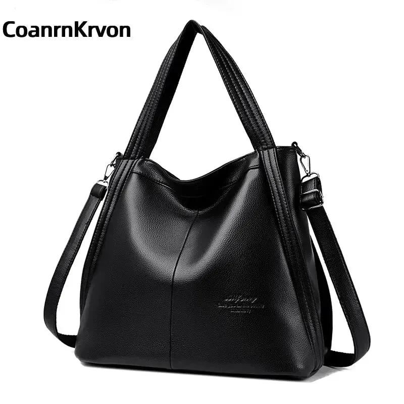 Fashion Bucket Bag PU Leather Bag Work Bag High Quality New Fashion Handbag Pure Color Fashion Shoulder Bag Large Capacity