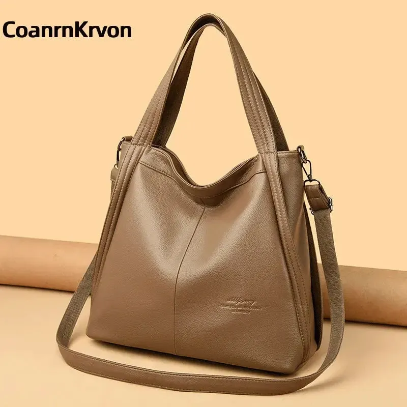 Fashion Bucket Bag PU Leather Bag Work Bag High Quality New Fashion Handbag Pure Color Fashion Shoulder Bag Large Capacity