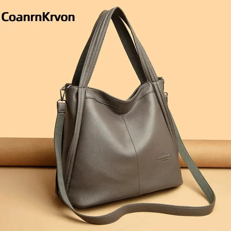 Fashion Bucket Bag PU Leather Bag Work Bag High Quality New Fashion Handbag Pure Color Fashion Shoulder Bag Large Capacity