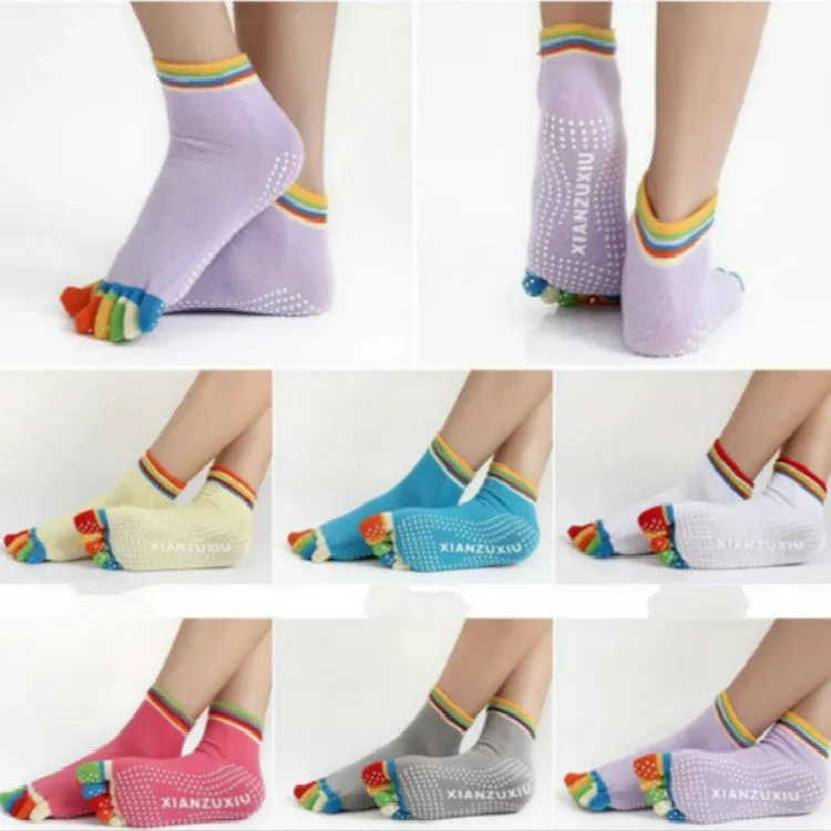 Five-toe Non-slip Yoga Socks for Women, One Size, Random Color Delivery, Style:Straight