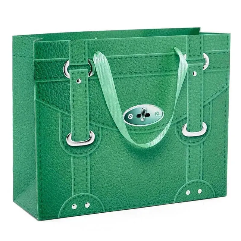 Forest Green Faux Leather Handbag (Large Giftbag)