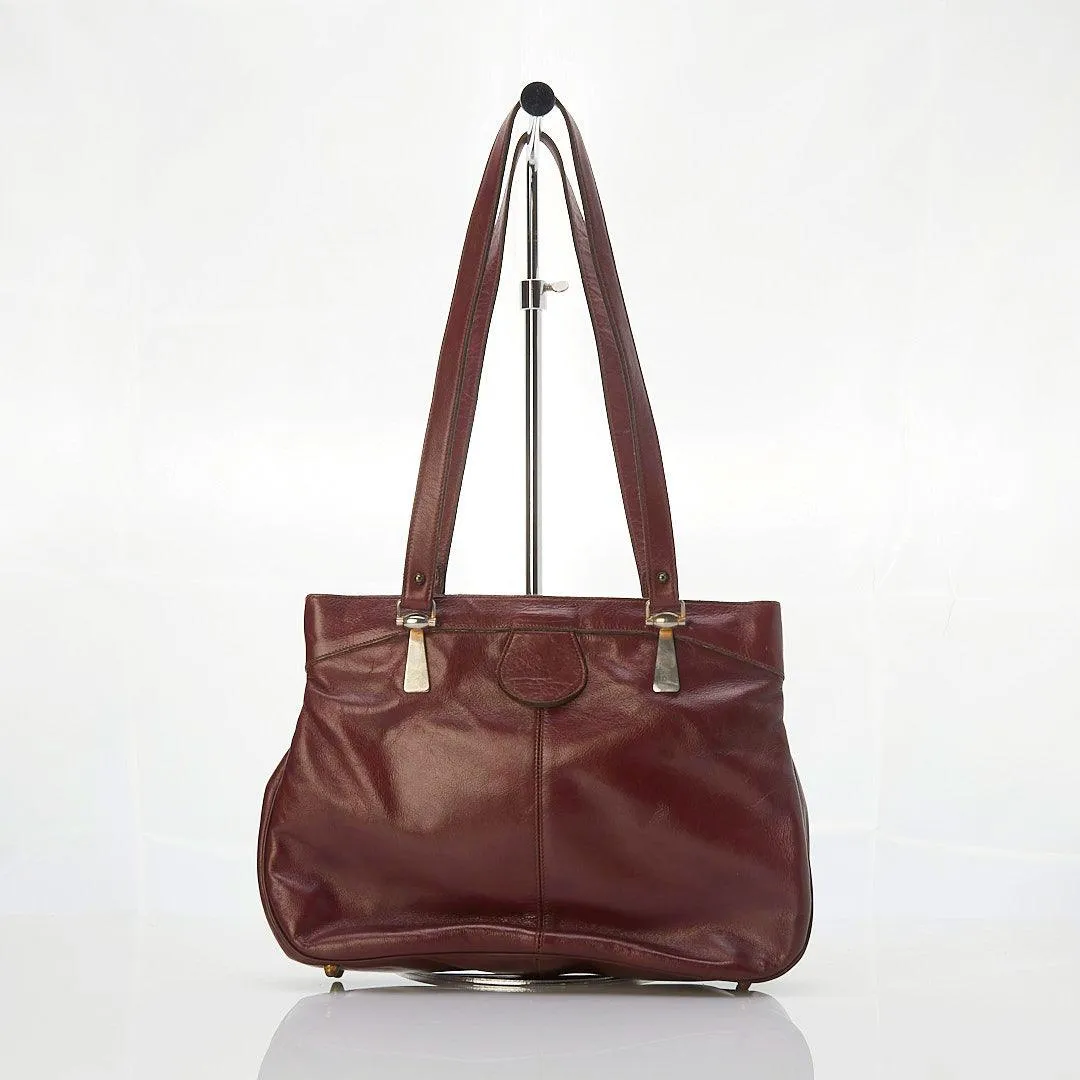 Genne Aigner Handmade Leather Burgundy Handbag