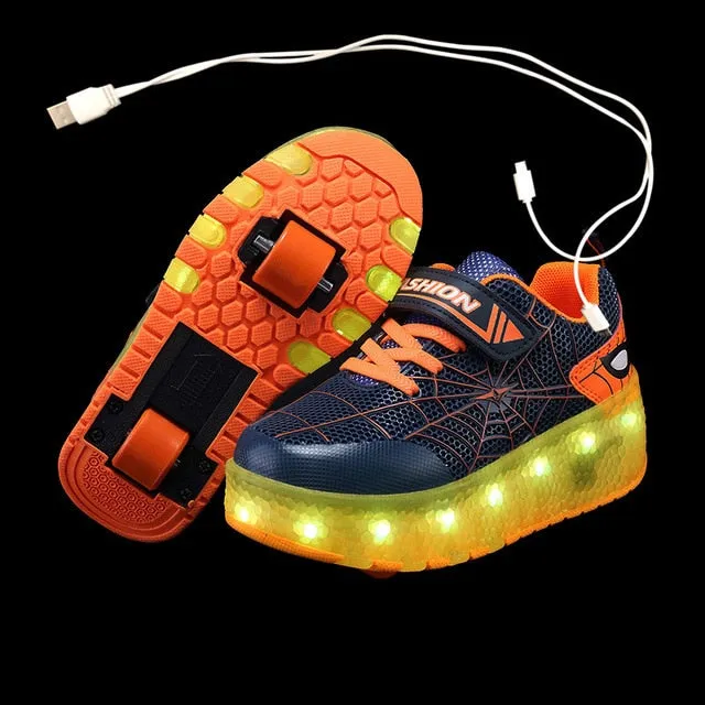 Glowing Sneakers Gold Pink Led Light