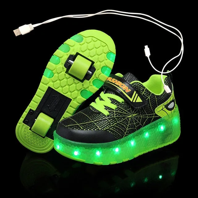 Glowing Sneakers Gold Pink Led Light