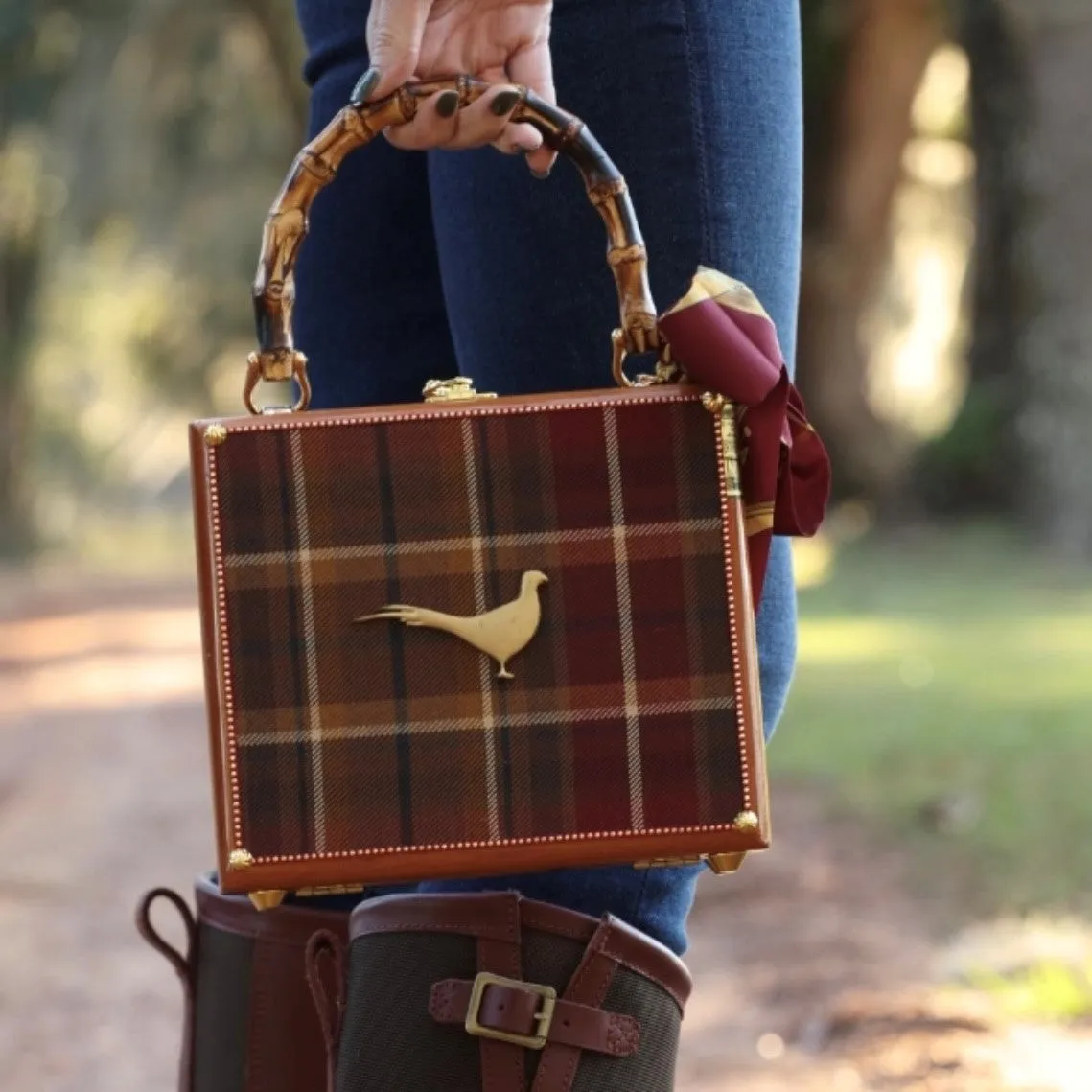 Guns & Pheasants with Bamboo Handles Handbag