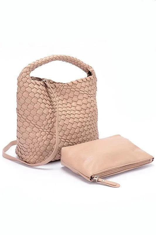 Handwoven Vegan Leather Leather Handbag Set