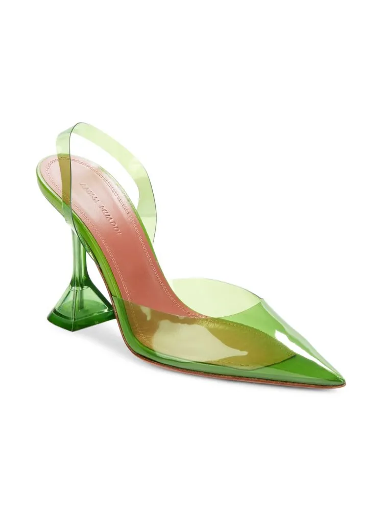 Holli Amina Muaddi transparent shoes, green