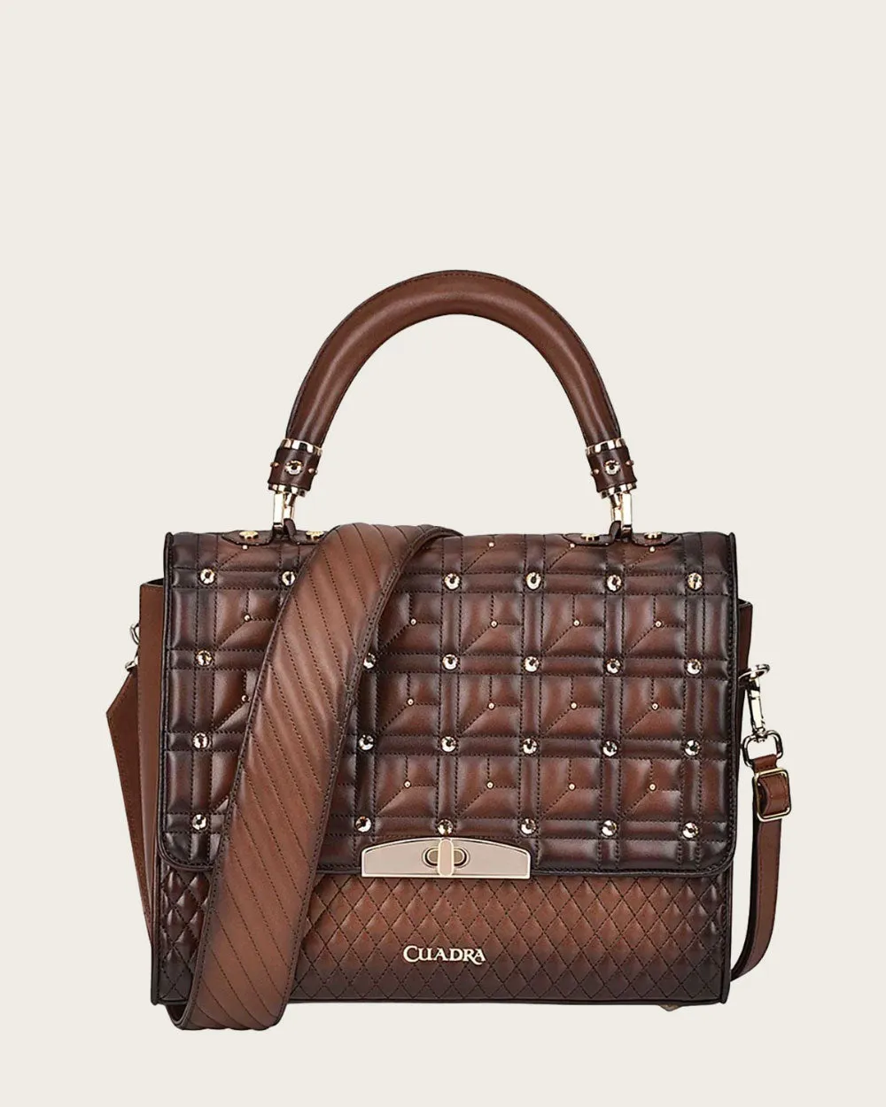 Honey brown top handle handbag