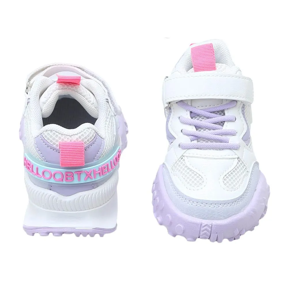 Hopscotch Girls PU Text Applique Athletic Shoes in Purple Color, UK: 1 (TZD-4582378)