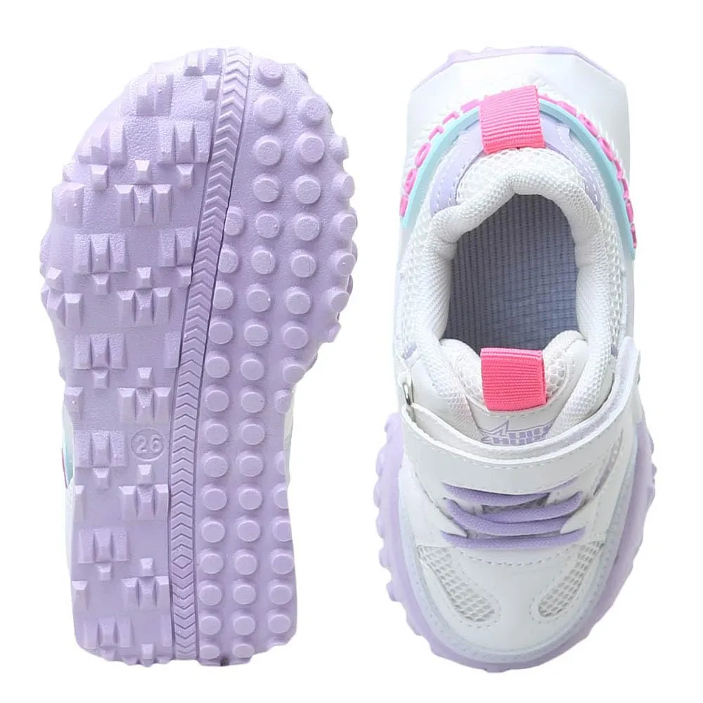 Hopscotch Girls PU Text Applique Athletic Shoes in Purple Color, UK: 1 (TZD-4582378)