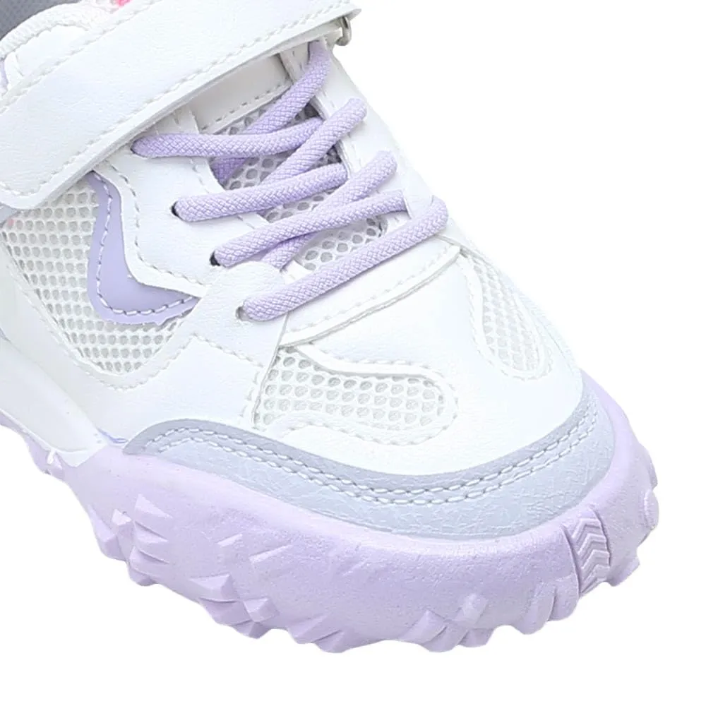 Hopscotch Girls PU Text Applique Athletic Shoes in Purple Color, UK: 1 (TZD-4582378)