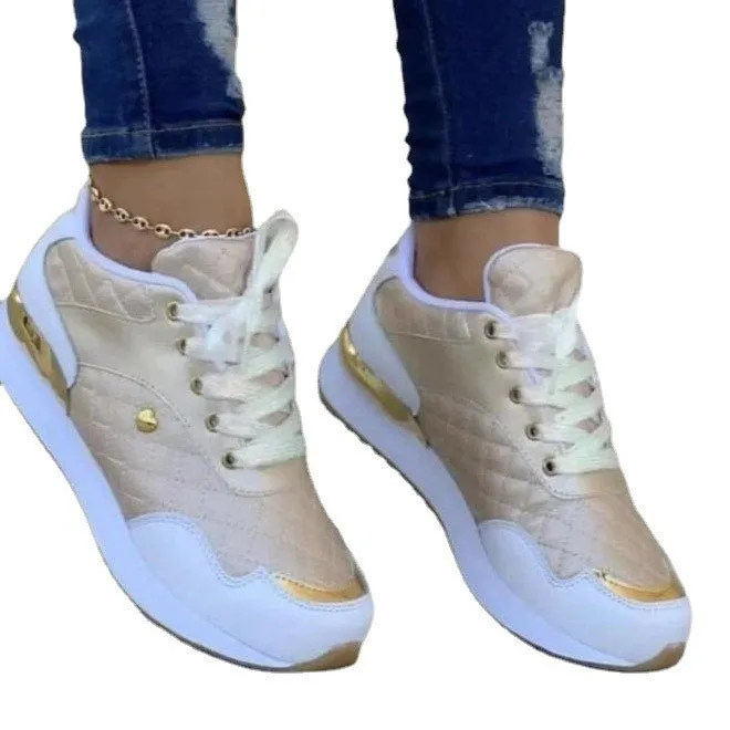 Lace Up Sneakers New Round Toe