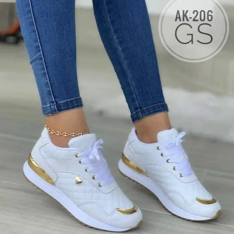 Lace Up Sneakers New Round Toe