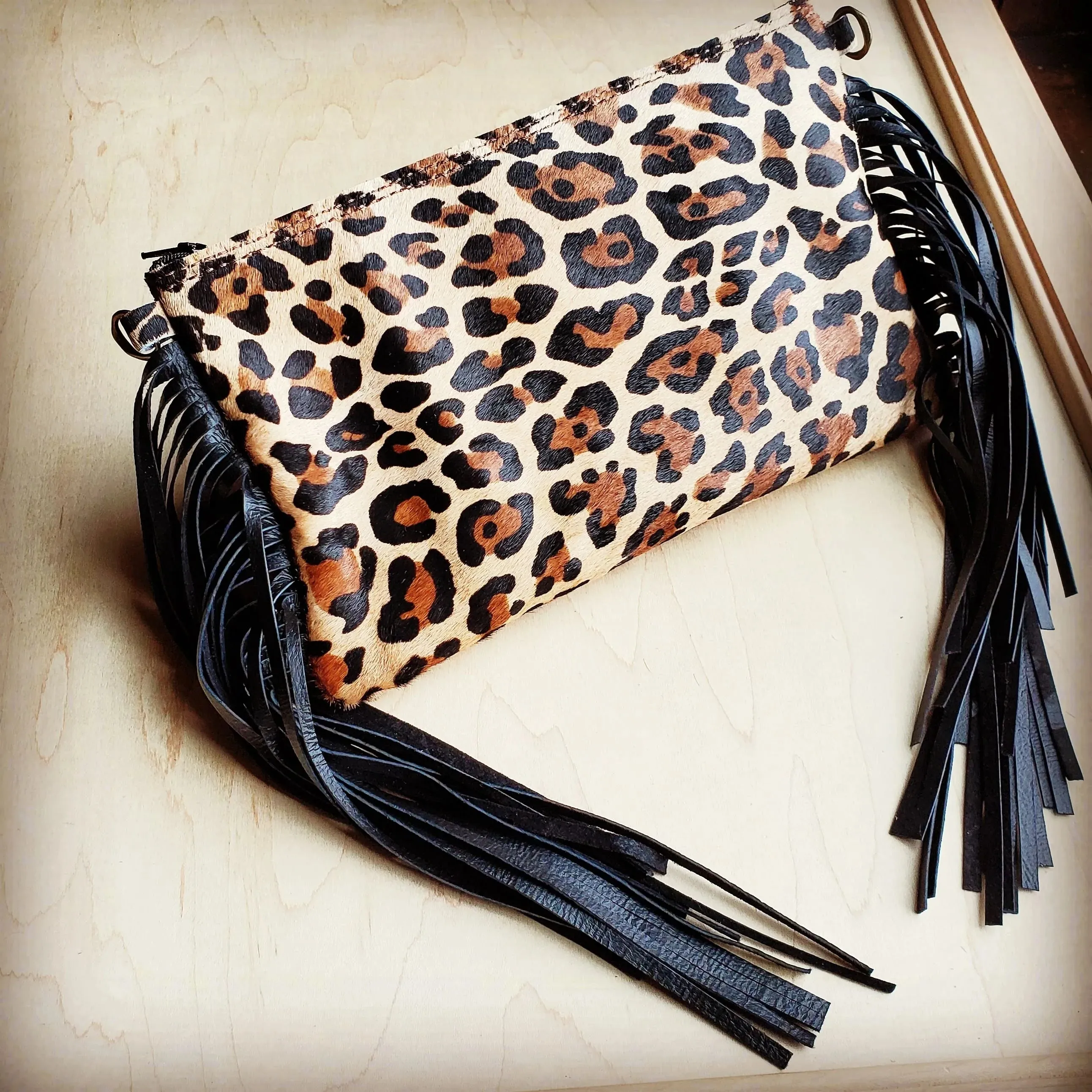 Leopard Hair-on-Hide Clutch Handbag