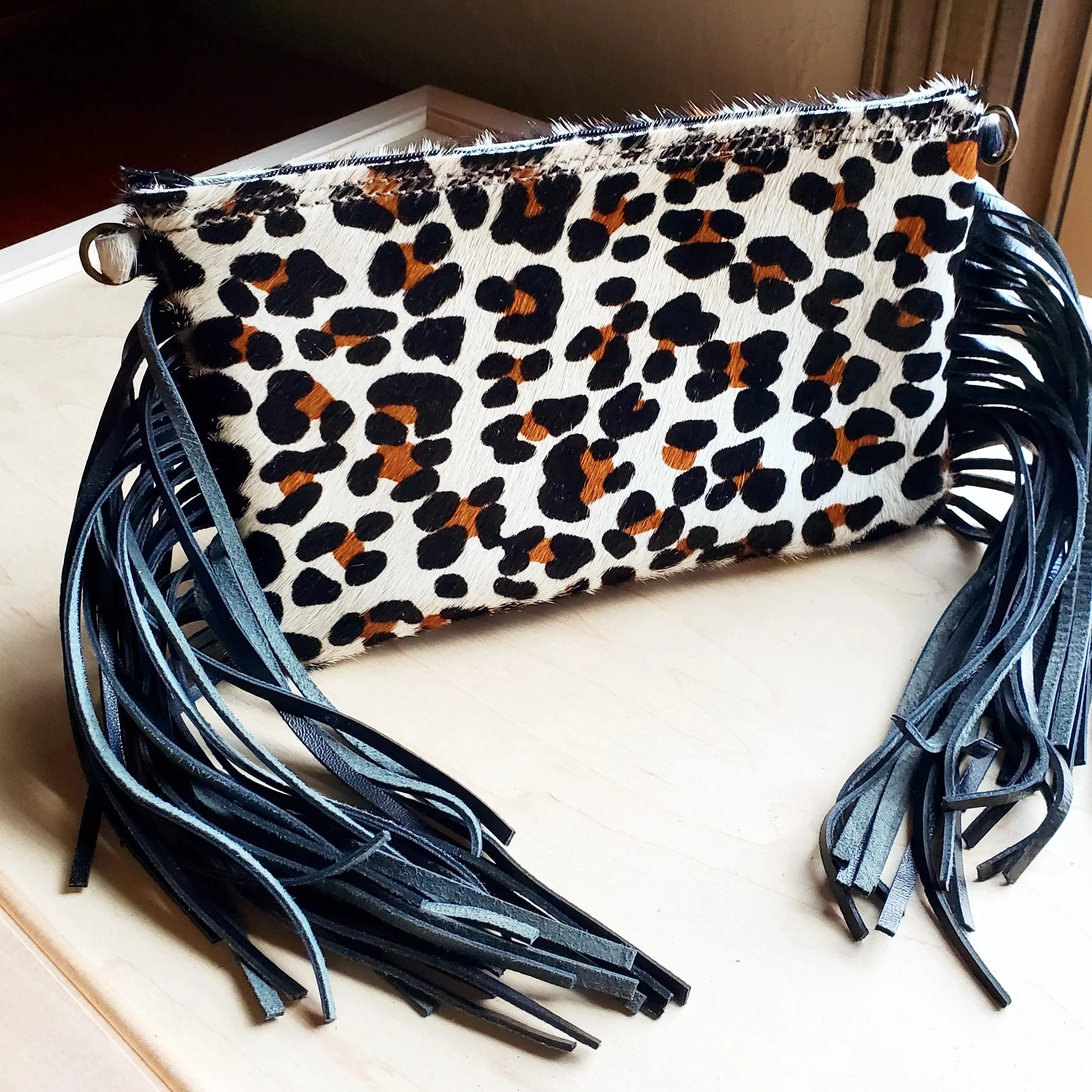 Leopard Hair-on-Hide Clutch Handbag