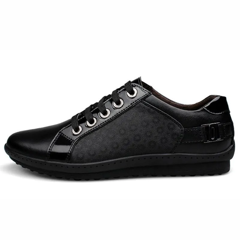 Mens Lace Up Fashion Black Flats