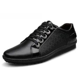 Mens Lace Up Fashion Black Flats