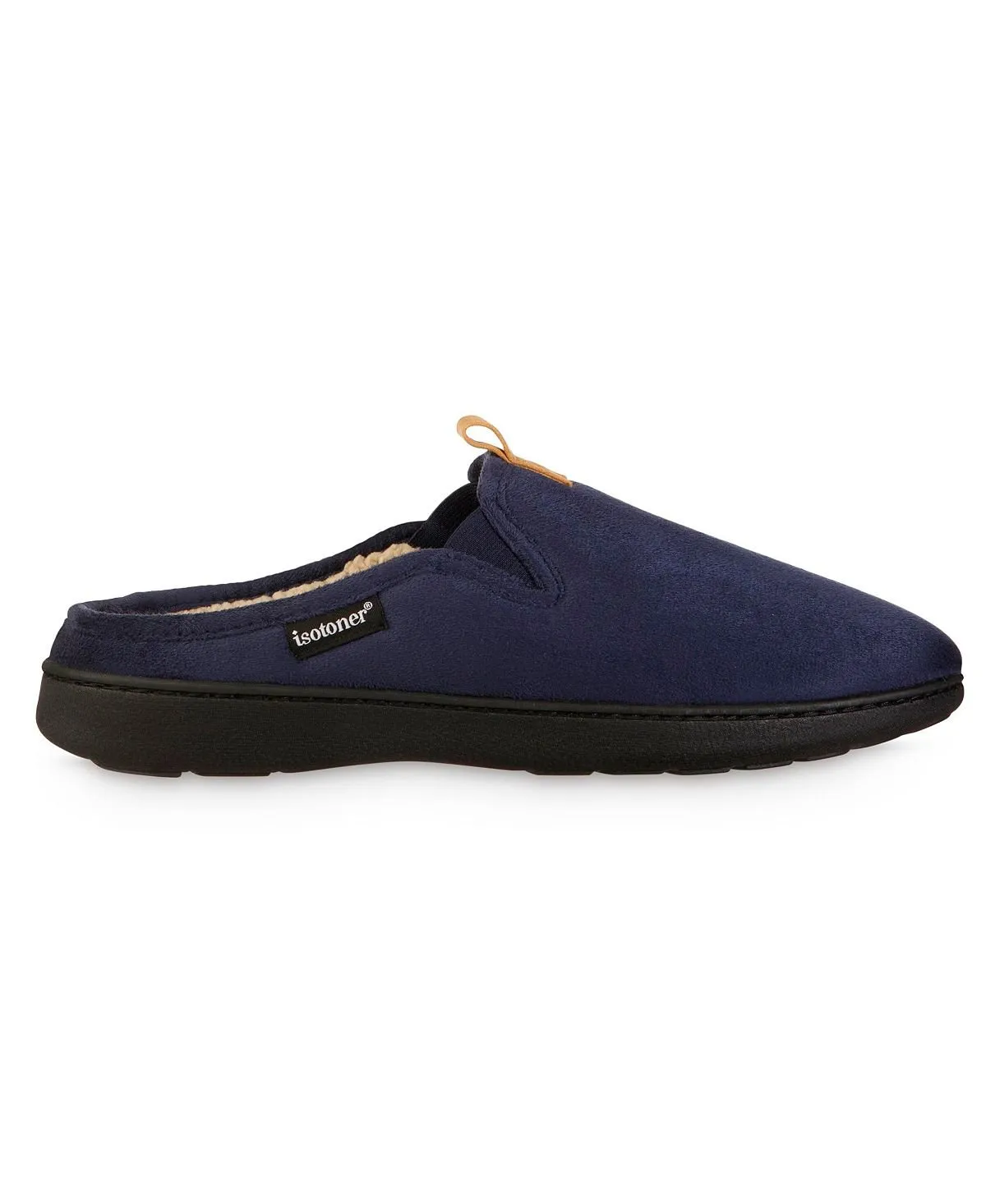 Men's Vincent Hoodback Comfort Slippers in Advanced Memory Foam Isotoner Microsuede, Navy Blue