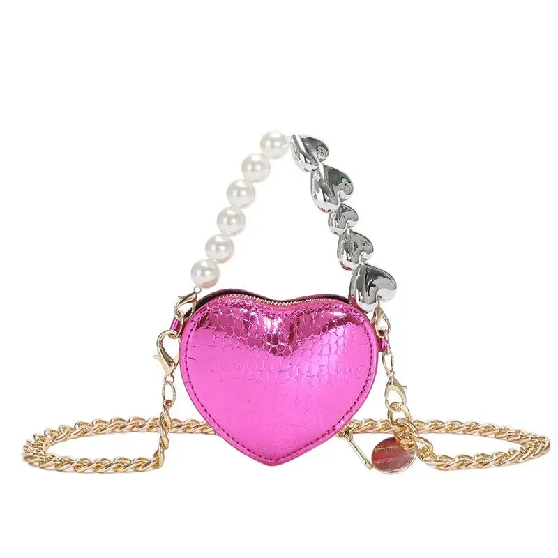 Mini Love-shape Pearls Lipstick Handbag