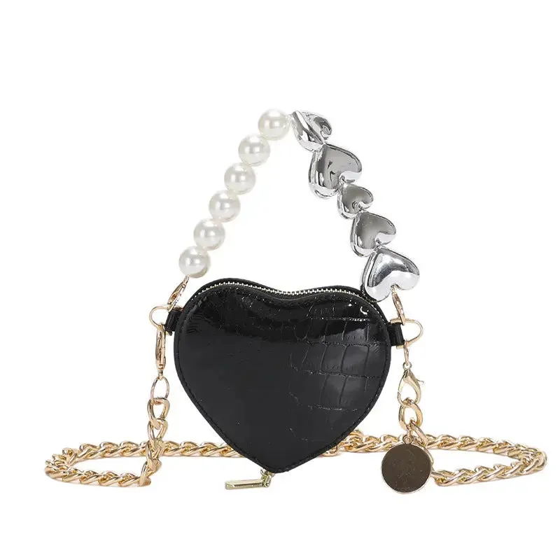 Mini Love-shape Pearls Lipstick Handbag