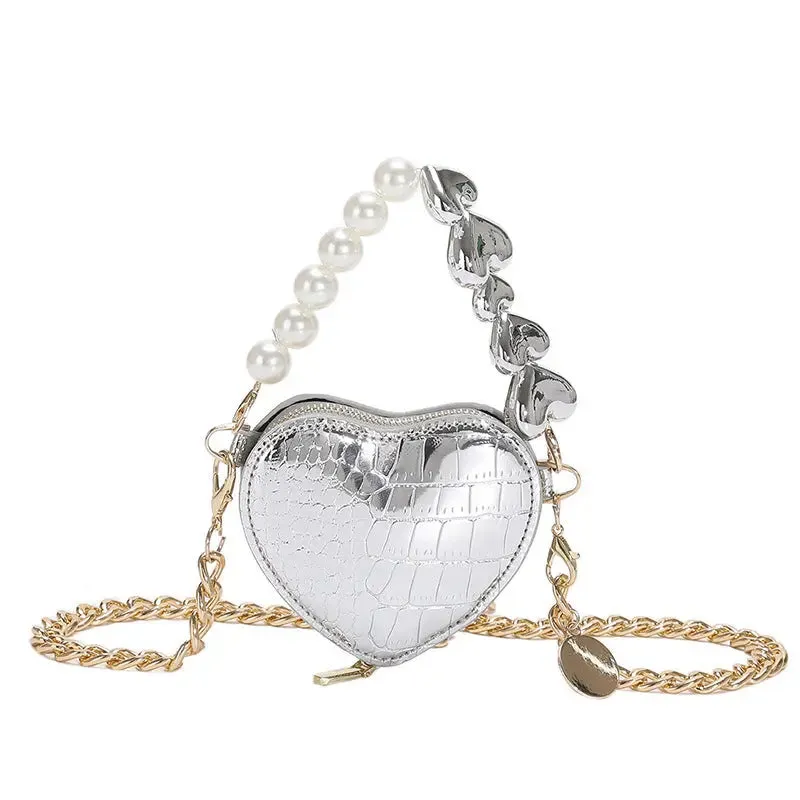 Mini Love-shape Pearls Lipstick Handbag