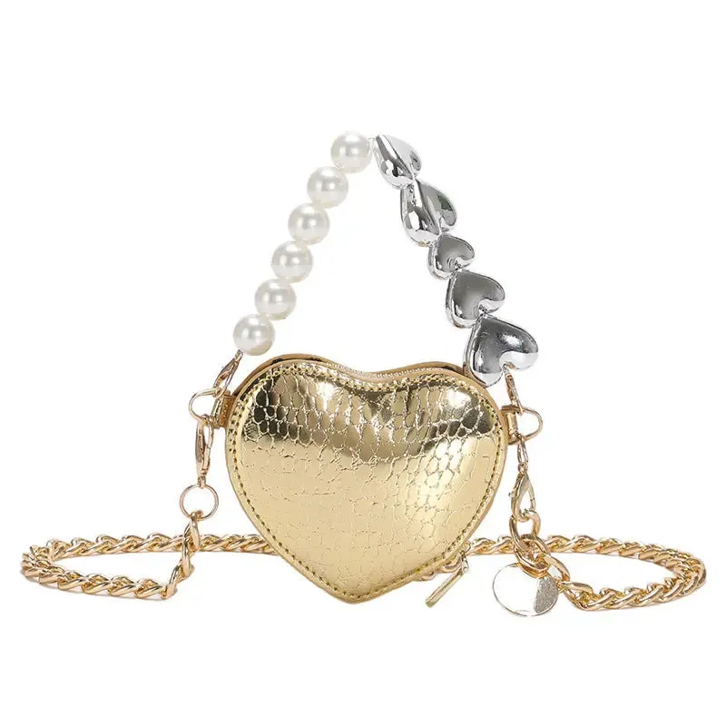 Mini Love-shape Pearls Lipstick Handbag