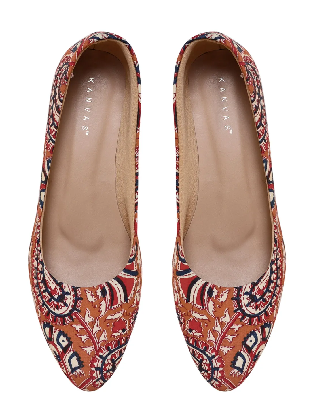 Orange Kalamkari Kitten Heels