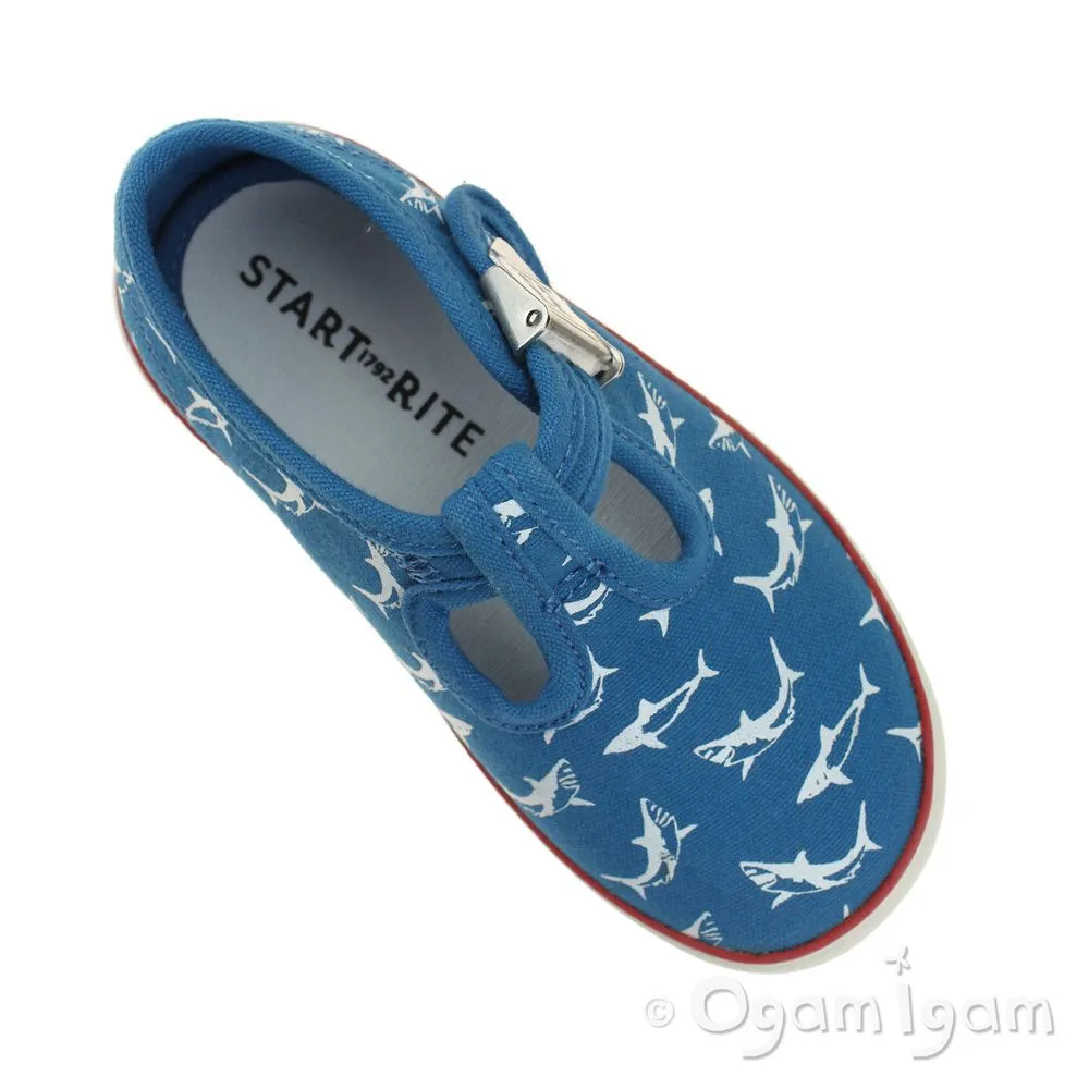 Start-rite Surf Boys Blue T-bar Shark Shoe