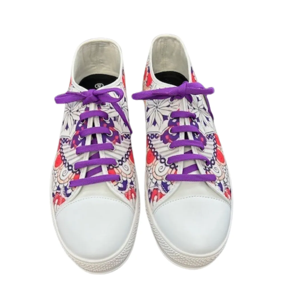 Sunset White Floral Canvas Lace Shoes