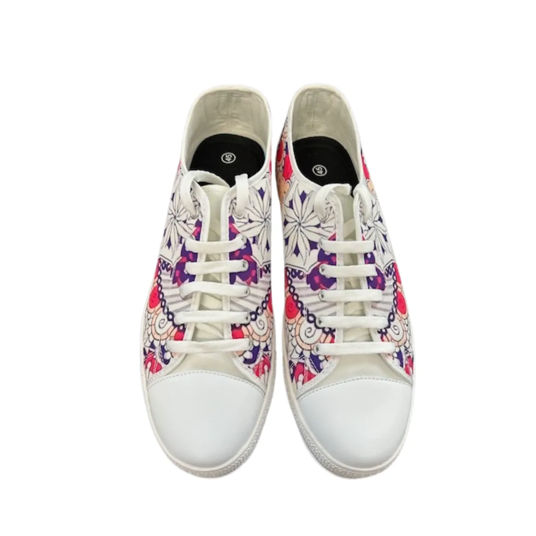 Sunset White Floral Canvas Lace Shoes