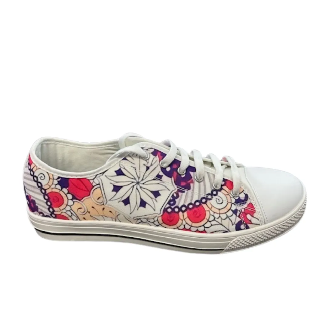 Sunset White Floral Canvas Lace Shoes