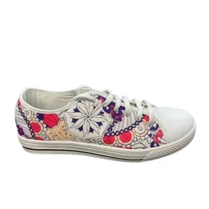 Sunset White Floral Canvas Lace Shoes