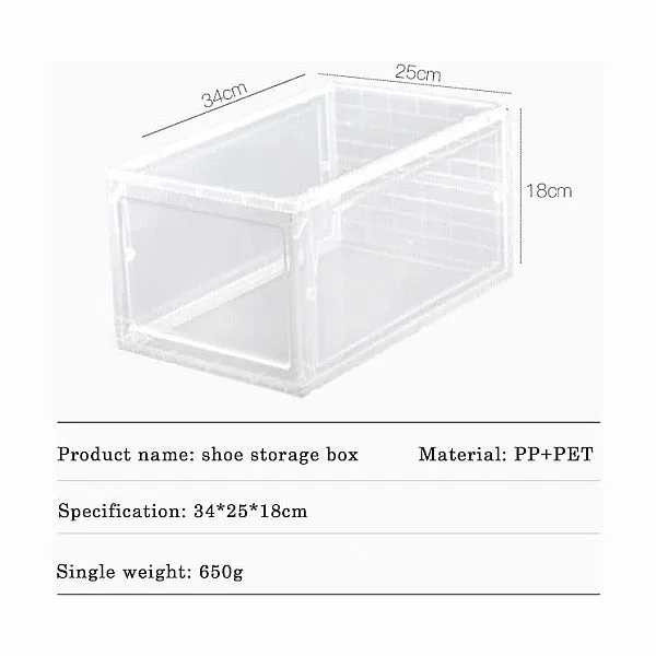 Transparent Plastic Stackable Storage Boxes For Shoes Or Other Items-8 Pack