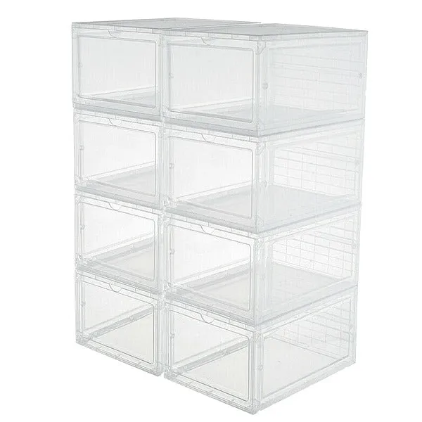 Transparent Plastic Stackable Storage Boxes For Shoes Or Other Items-8 Pack